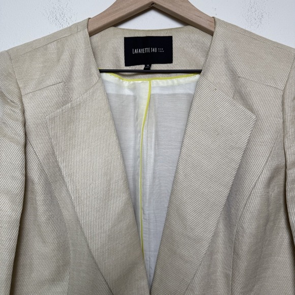 Lafayette 148 New York Women Linen Blazer Jacket 10 Tan Luxury Old Money Office - Picture 3 of 12